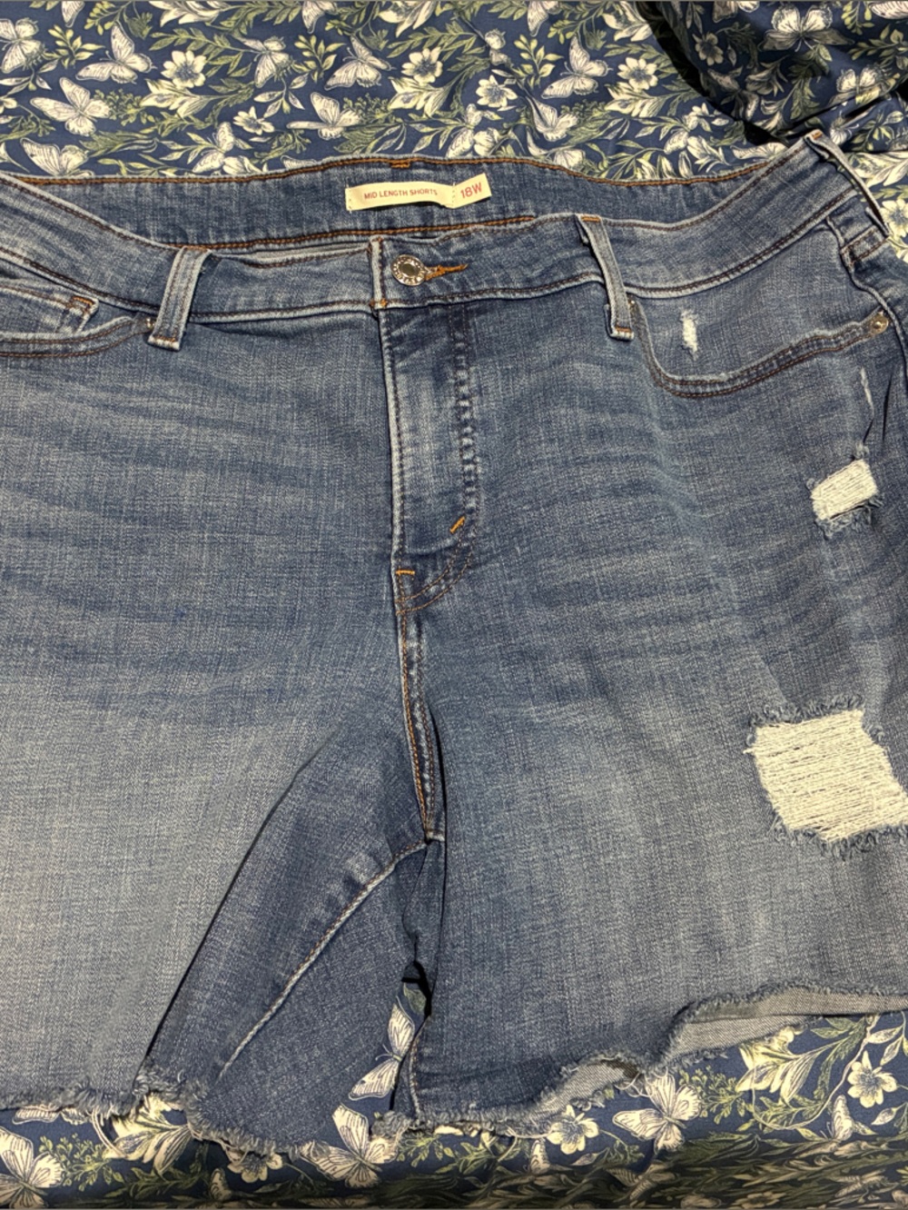 Levi's Women's Blue Distressed Denim Shorts